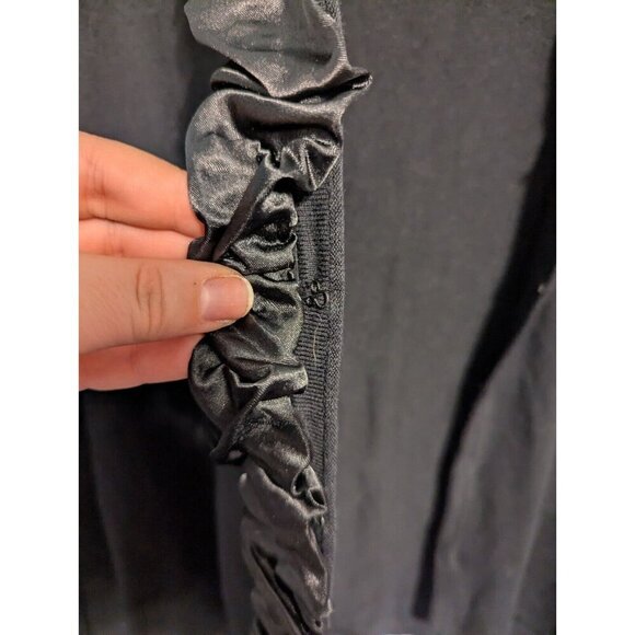 j mclaughlin womens large black long sleeve cardigan dressy satin ruffles - Picture 4 of 9